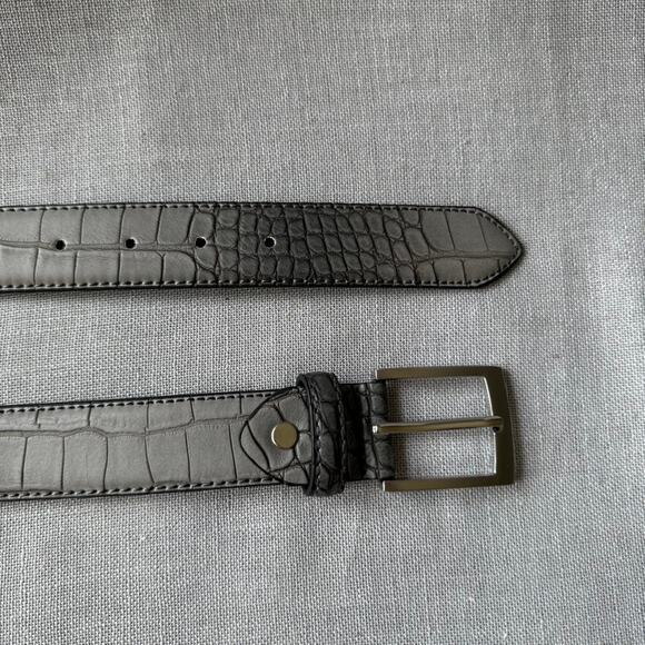 Grey engraved alligator pattern western MENS1 - Picture 2 of 3